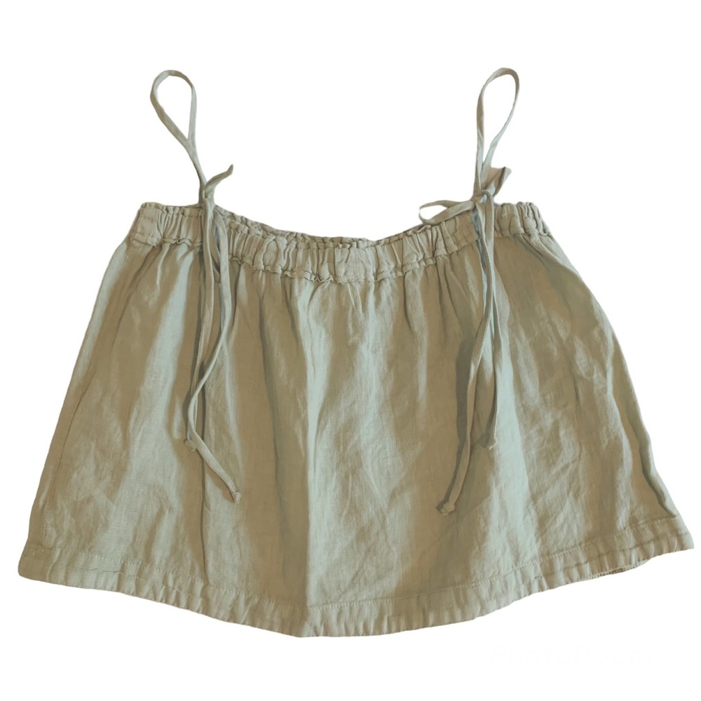 NWT CLOTH & STONE Anthropologie Strap Boho Cropped Tank Blouse in Green Size S